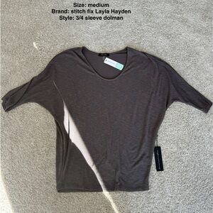 Laila Jayde Charcoal 3/4 Sleeve Dolman Top